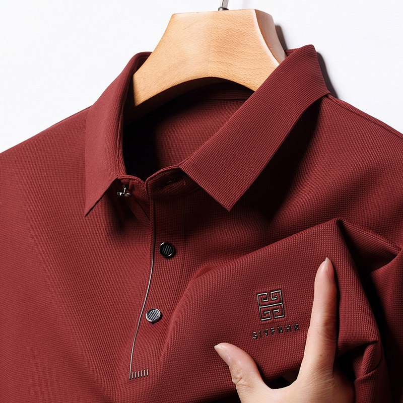 喜爸爸装结婚宴礼服公公长袖t恤上衣服春秋季男士polo衫2025新款