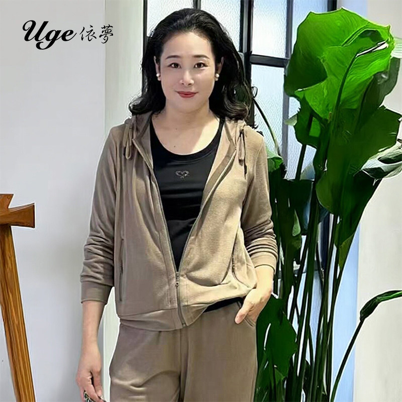 Uge依梦休闲时尚拉链开襟连帽上衣外套04253507