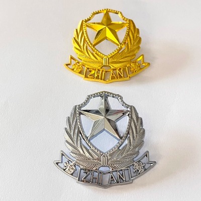 治安帽徽形象岗门卫社区物业小区金属银色保安大盖帽帽徽金色徽章