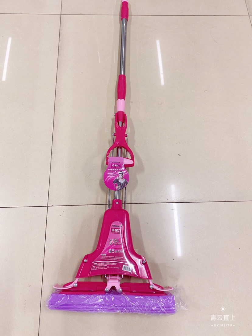 包邮正品家力对折胶棉拖把超长32厘米六面挤水