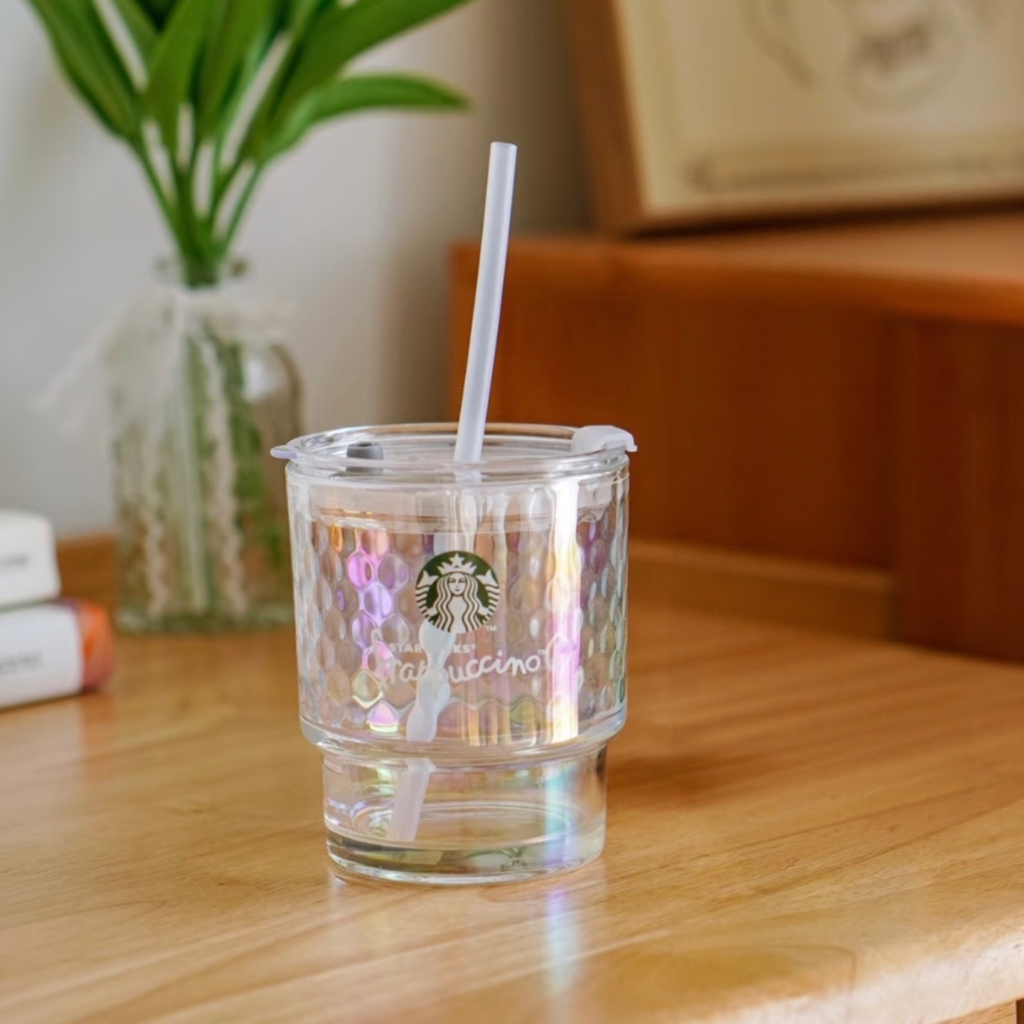 星巴克杯子清仓特价优惠简约高颜值375ml波光粼粼桌面玻璃吸管杯