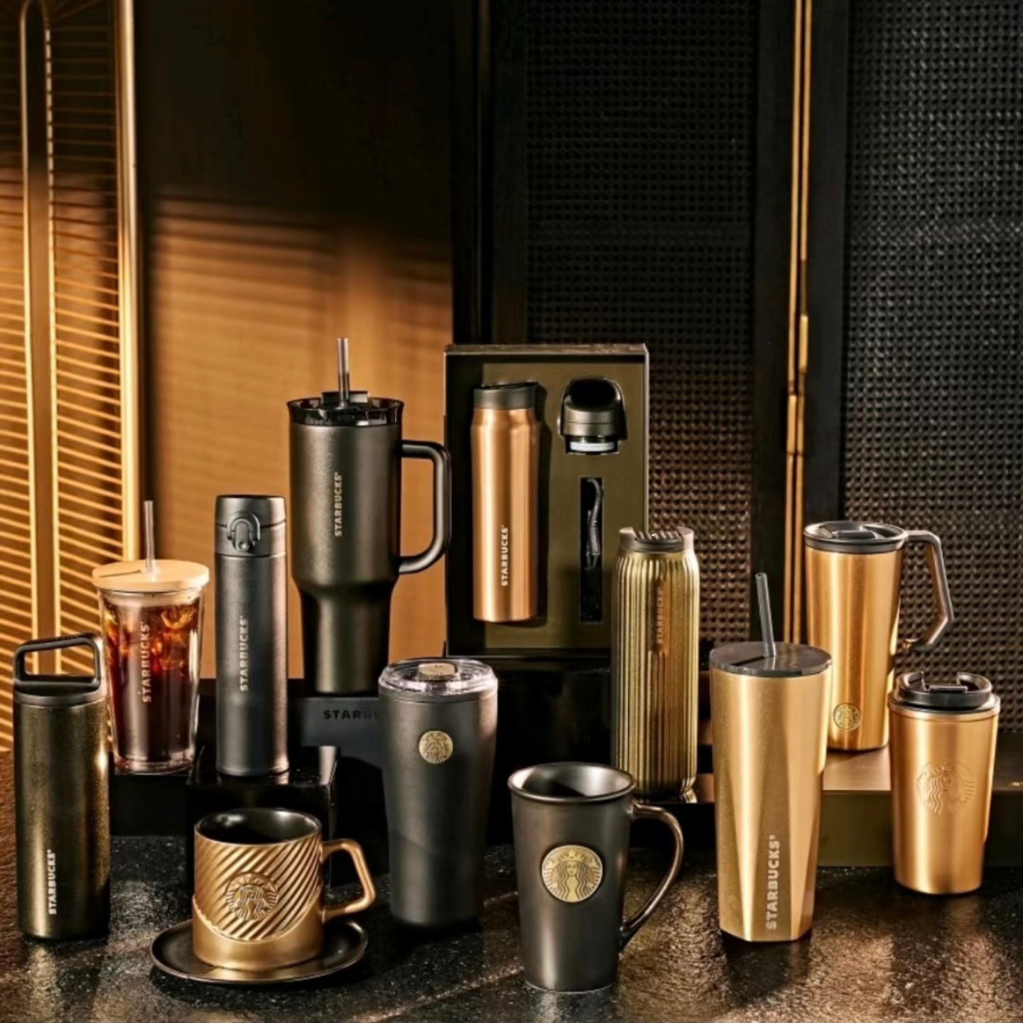 星巴克杯子2025鎏金系列复古纯色高颜值桌面陶瓷不锈钢保温随行杯