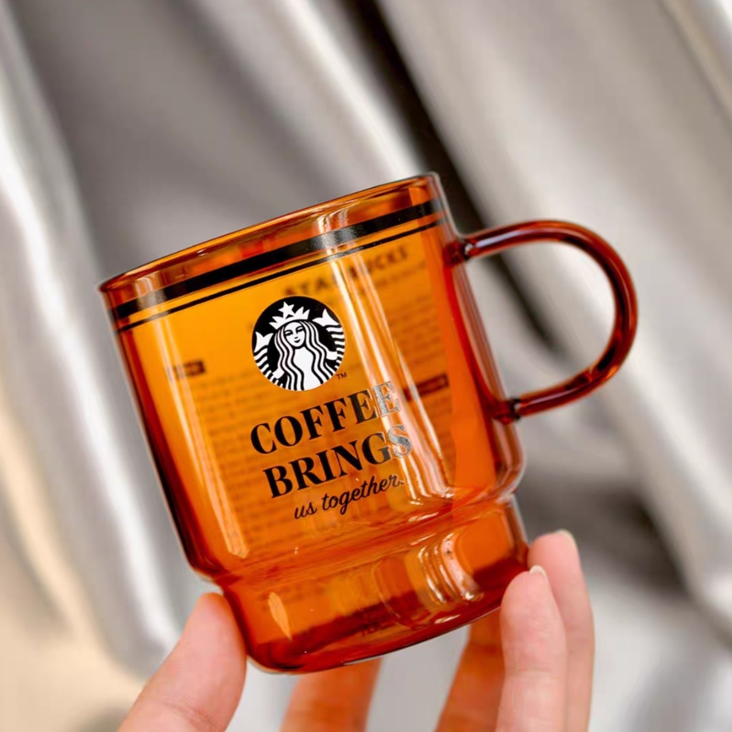 星巴克杯子清仓特价优惠简约高颜值 355ml琥珀色耐热玻璃杯咖啡杯