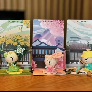 星巴克春日花卉熊店长樱花渔翁纸便签收纳可爱创意桌面办公摆件