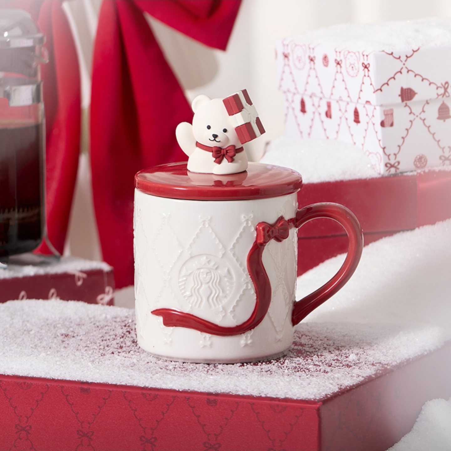 星巴克杯子2025新品心动部落格系列小熊礼物盒陶瓷马克杯节日礼物