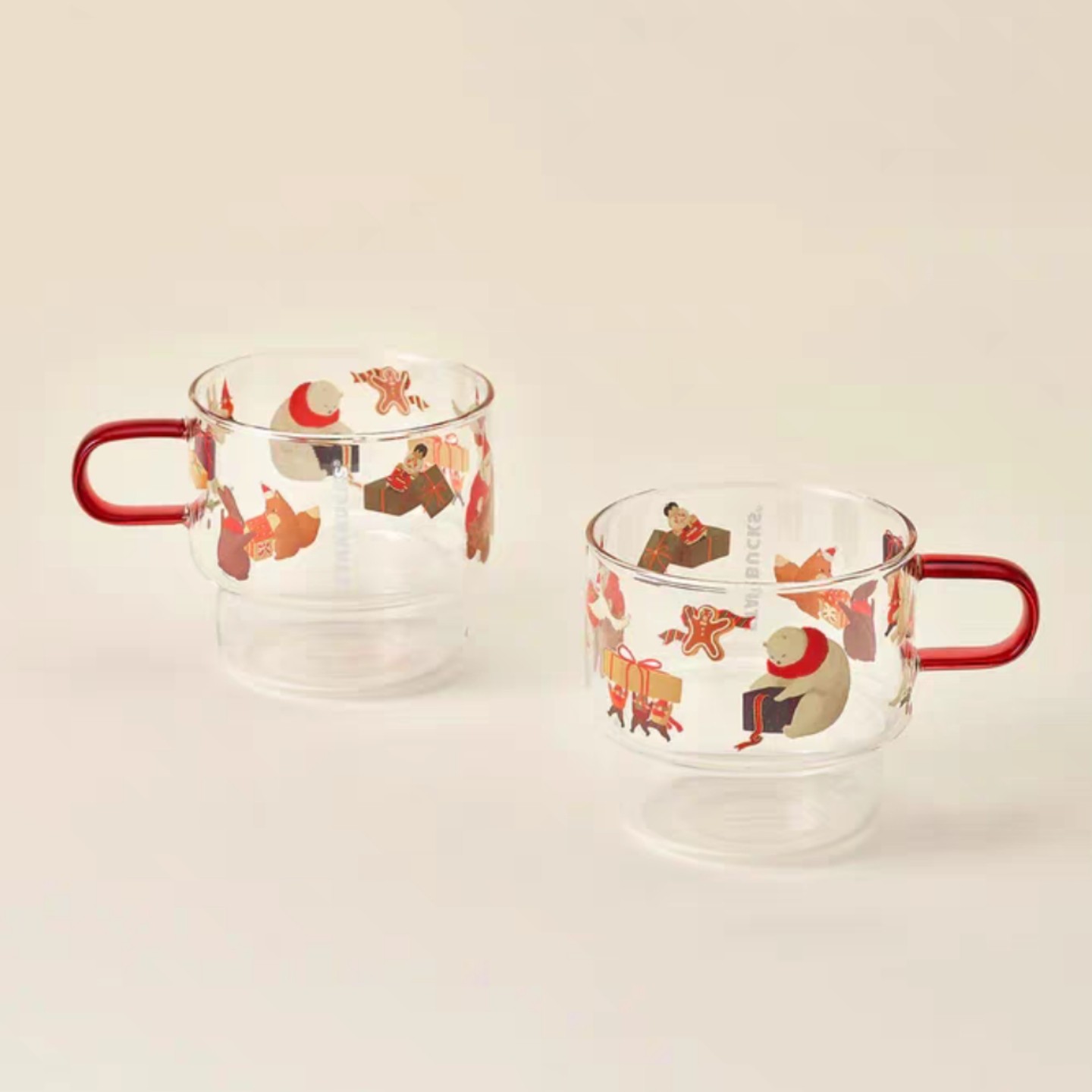 星巴克杯子清仓特价优惠简约高颜值可爱款圣诞朋友耐热桌面玻璃杯