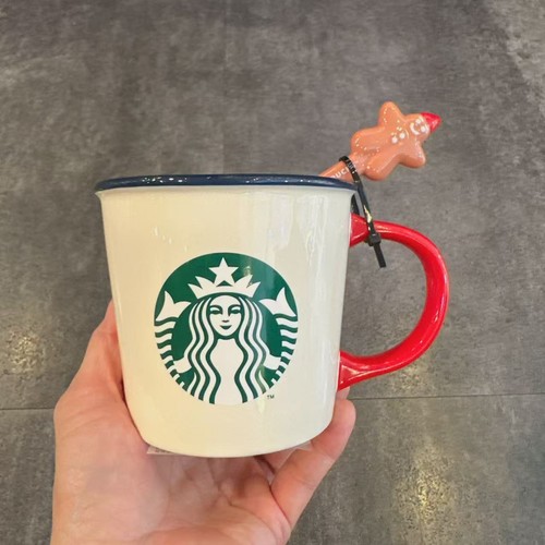 台湾星巴克杯子2025圣诞节系列可爱姜饼人造型马克杯配搅拌勺礼物