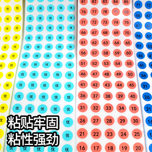 10mm圆形数字号码序号圆点小贴纸