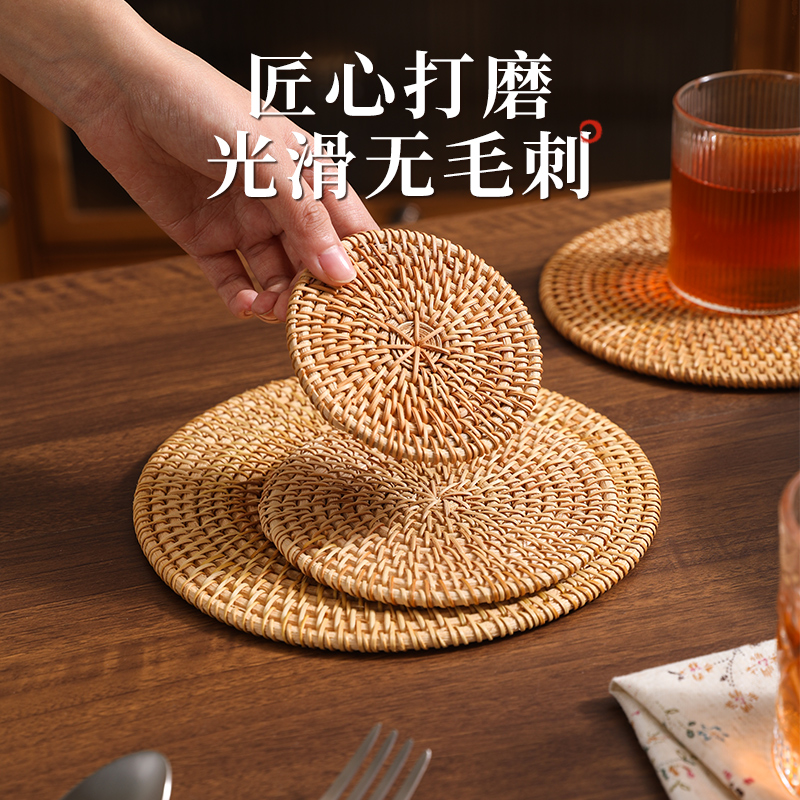 藤编隔热垫子家用防烫锅垫碗