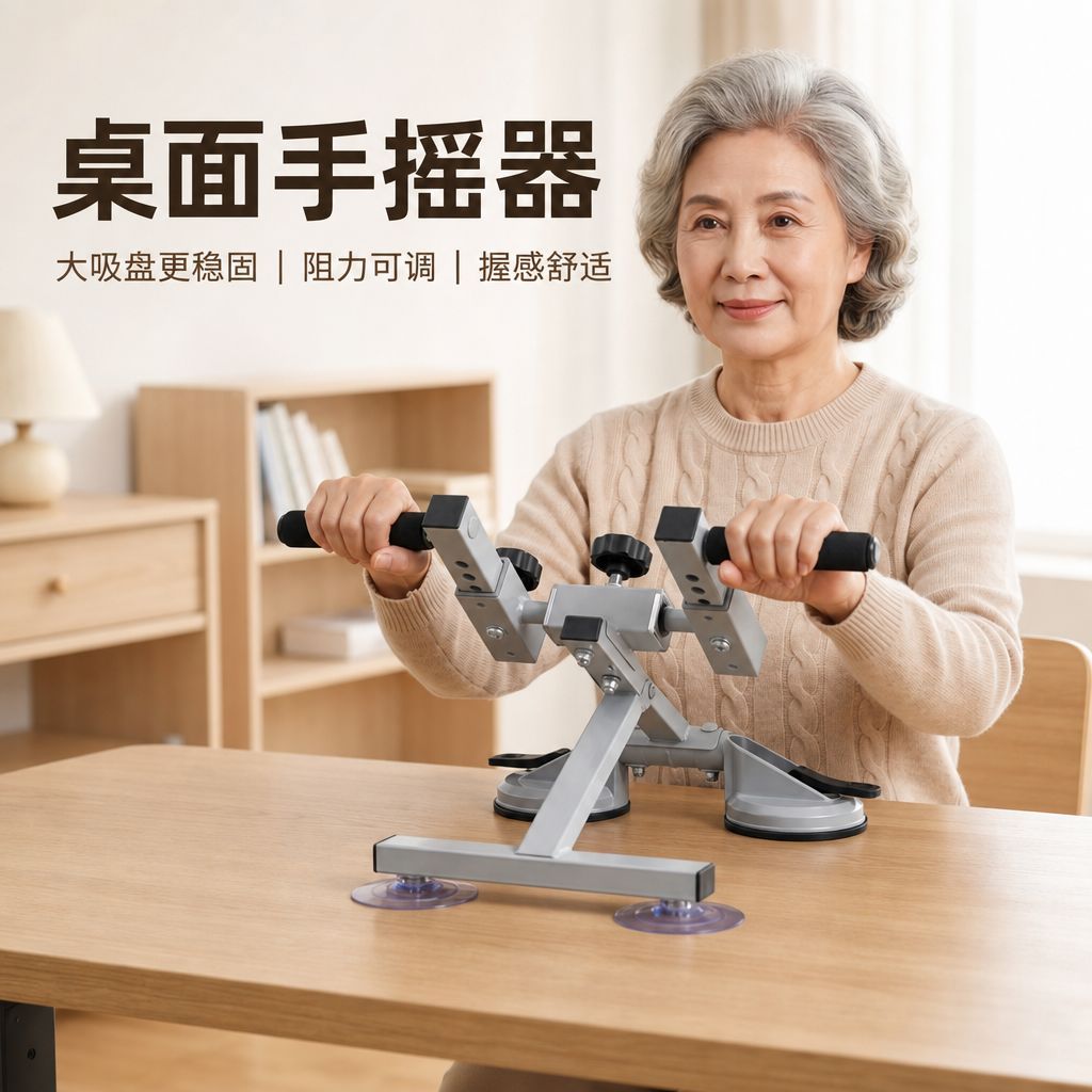 中老年长辈家用桌面手摇器稳固便携双重固定多维运动模式握力器