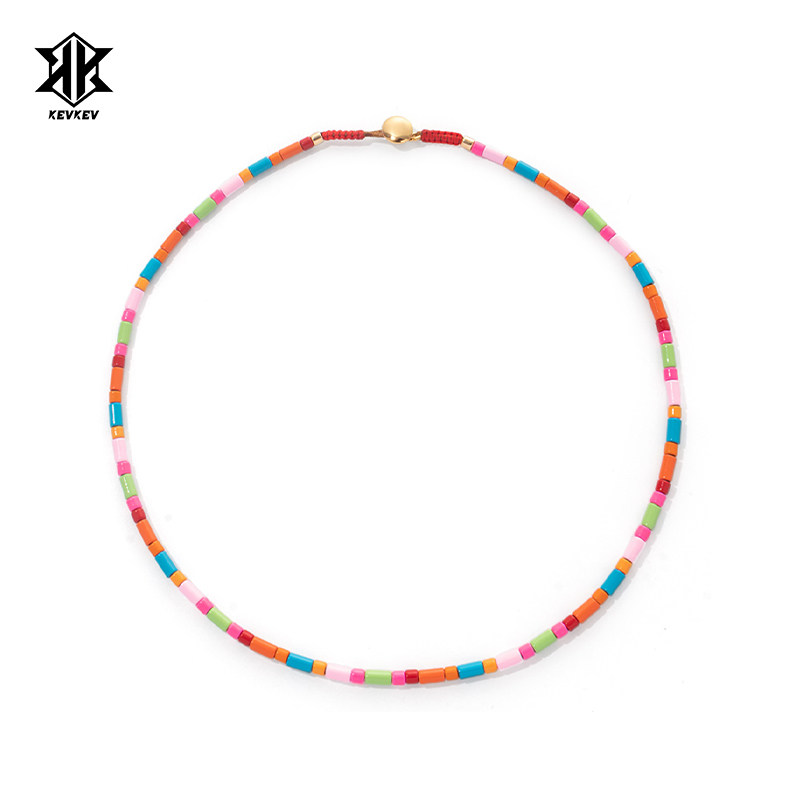 同款彩虹色串珠项链时尚