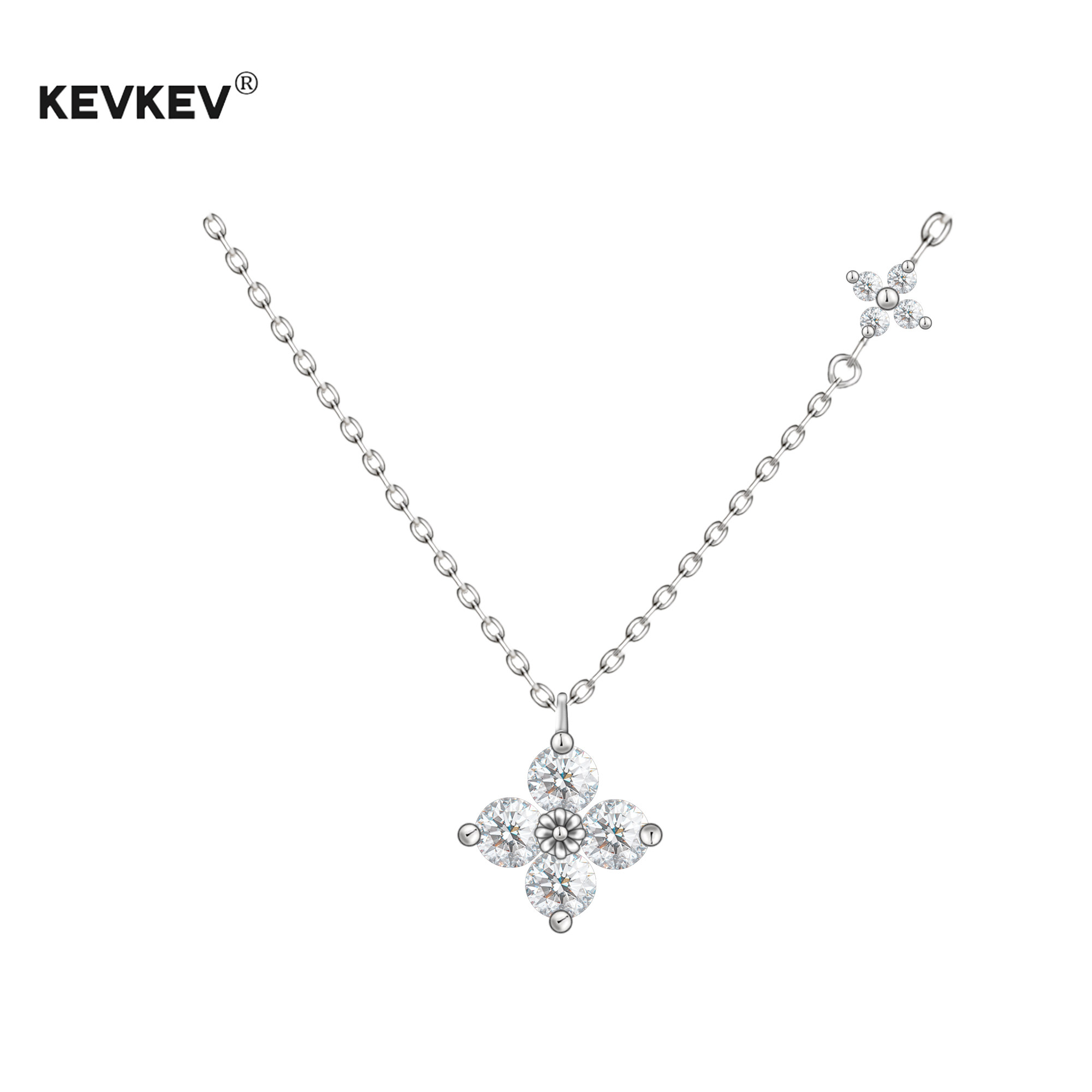 kevkev 鞠婧祎同款双生四叶草925银项链轻奢设计锁骨链送女友礼物
