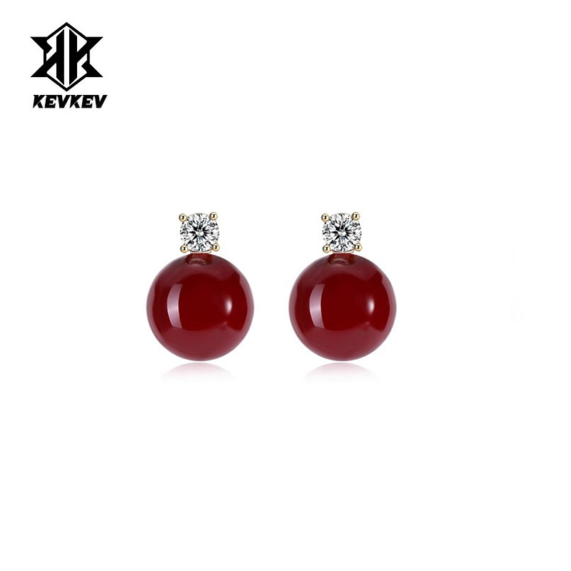 王妃款江喜同款红色珍珠耳钉