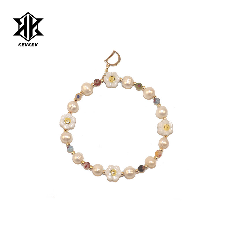 同款琉璃彩珠串珠笑脸珍珠手链