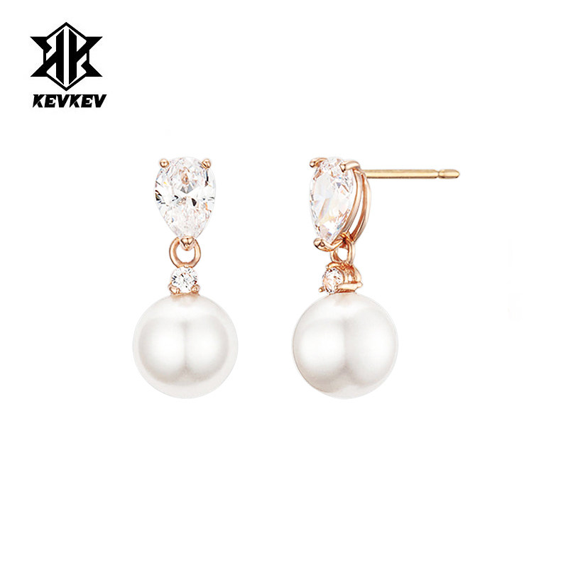 S925银镶钻海秀儿珍珠耳钉女