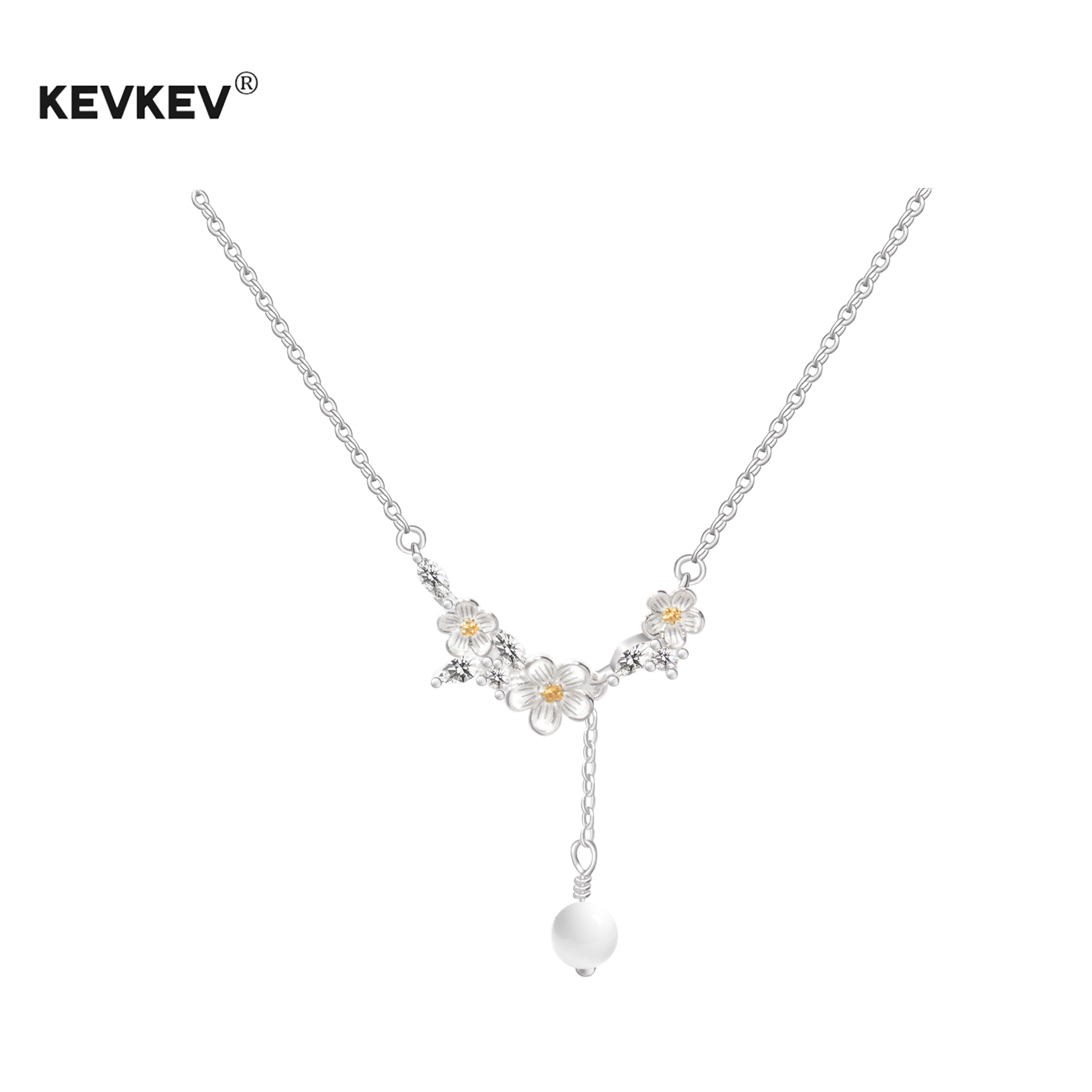 kevkev莫离和田玉项链S925银小众流苏茉莉花颈链锁骨链小众礼物女