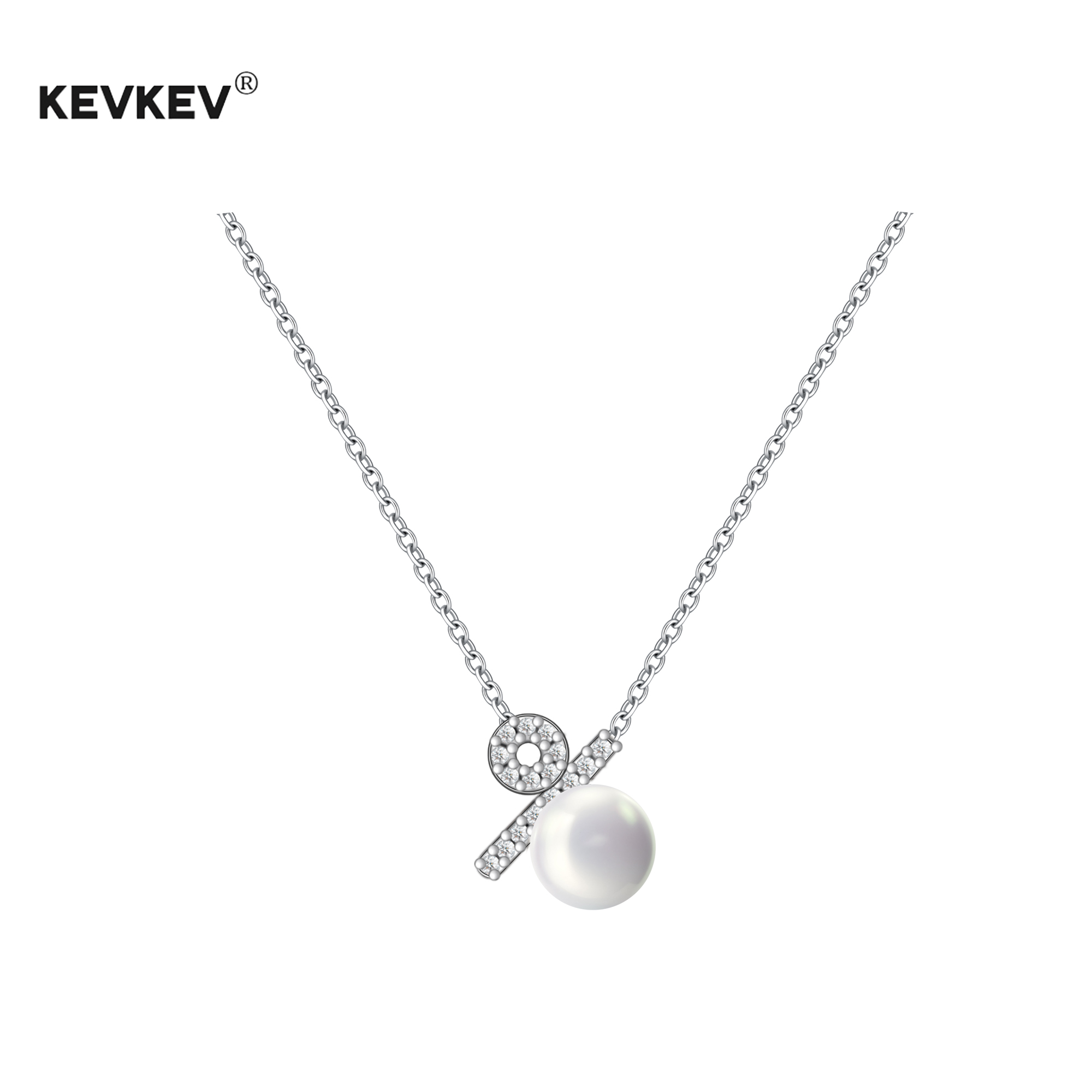 kevkev已爱之名百分百符号S925银项链珍珠镶钻吊坠小众锁骨链女