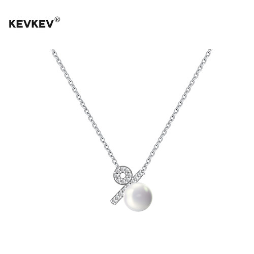 kevkev已爱之名百分百符号S925银项链珍珠镶钻吊坠小众锁骨链女