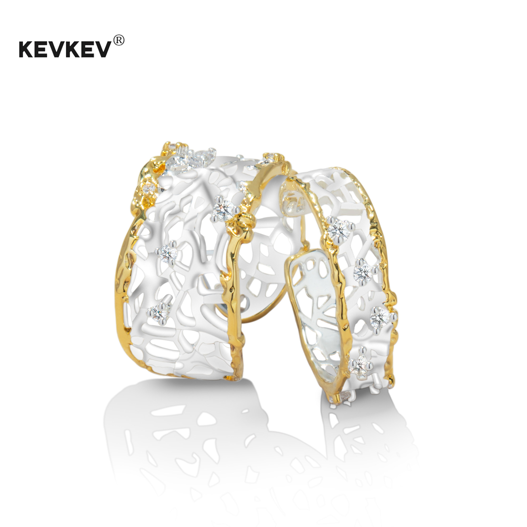 【官网首发】单依纯同款法式复古镂空蕾丝开口戒指镀18K金轻奢女