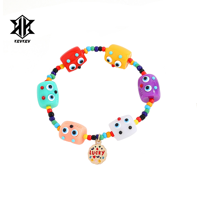 S925银彩色小怪兽幸运lucky手链