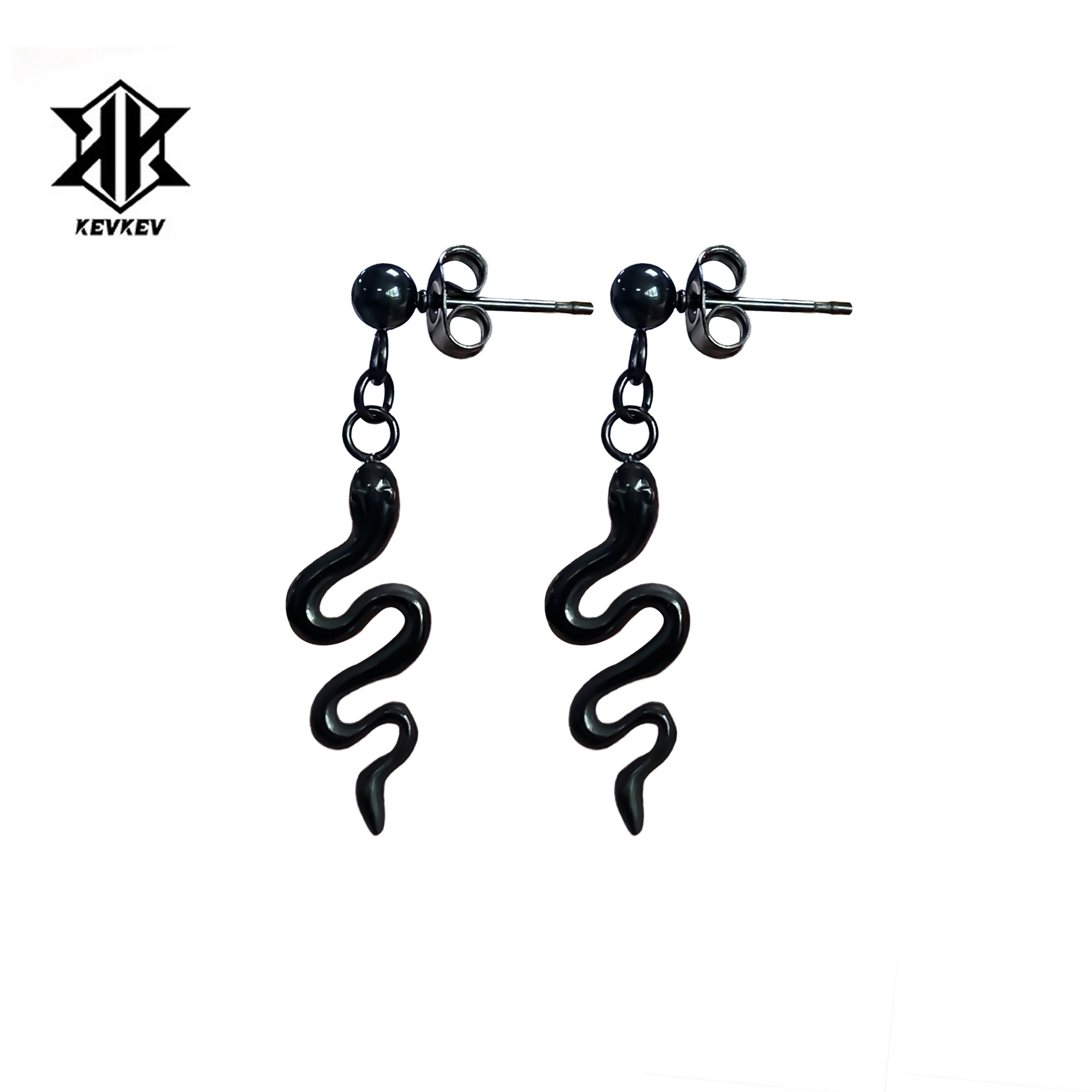 张艺兴同款蛇形不规则耳钉