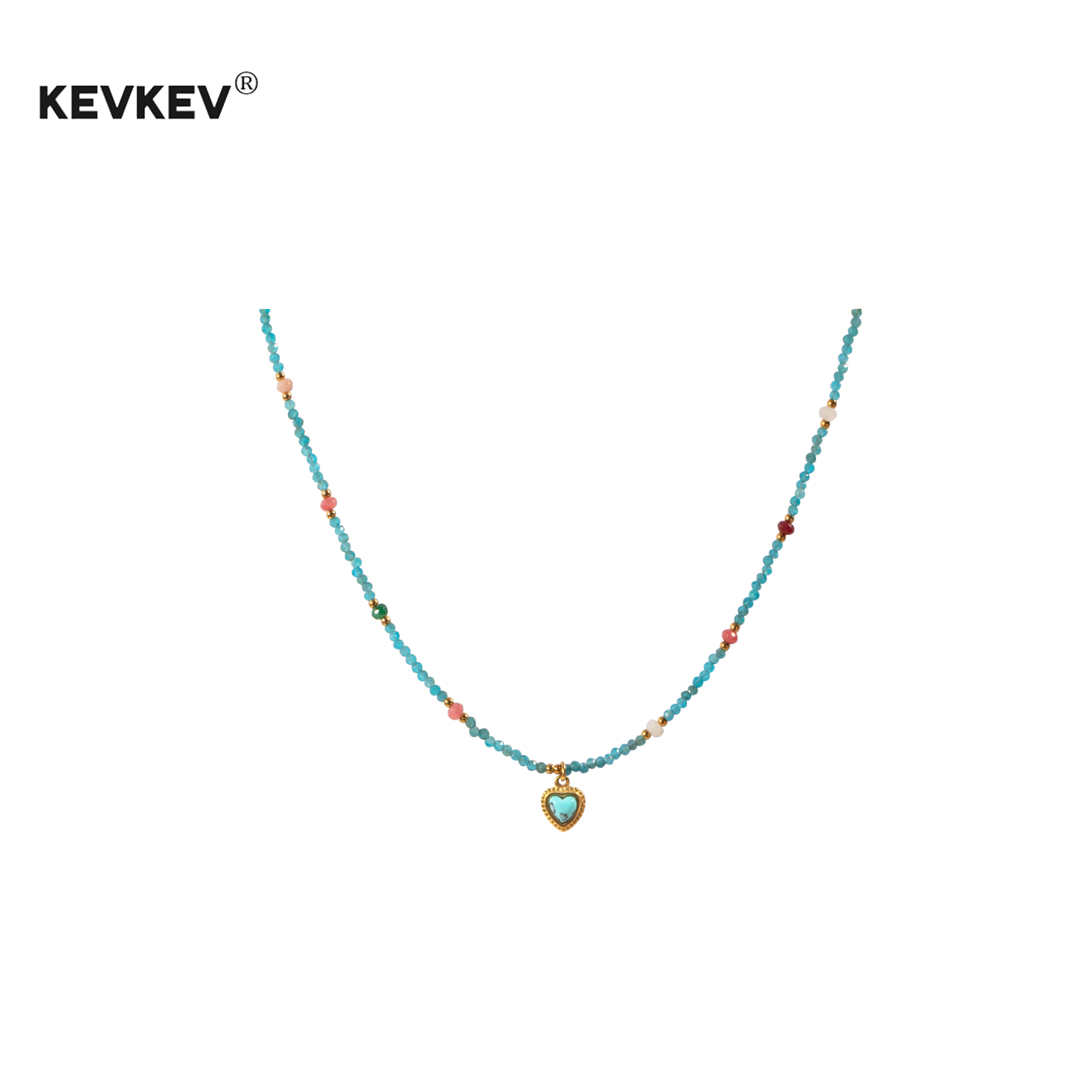 kevkev项链简约锁骨链法式时尚气质项法式复古天然绿松石颈链女