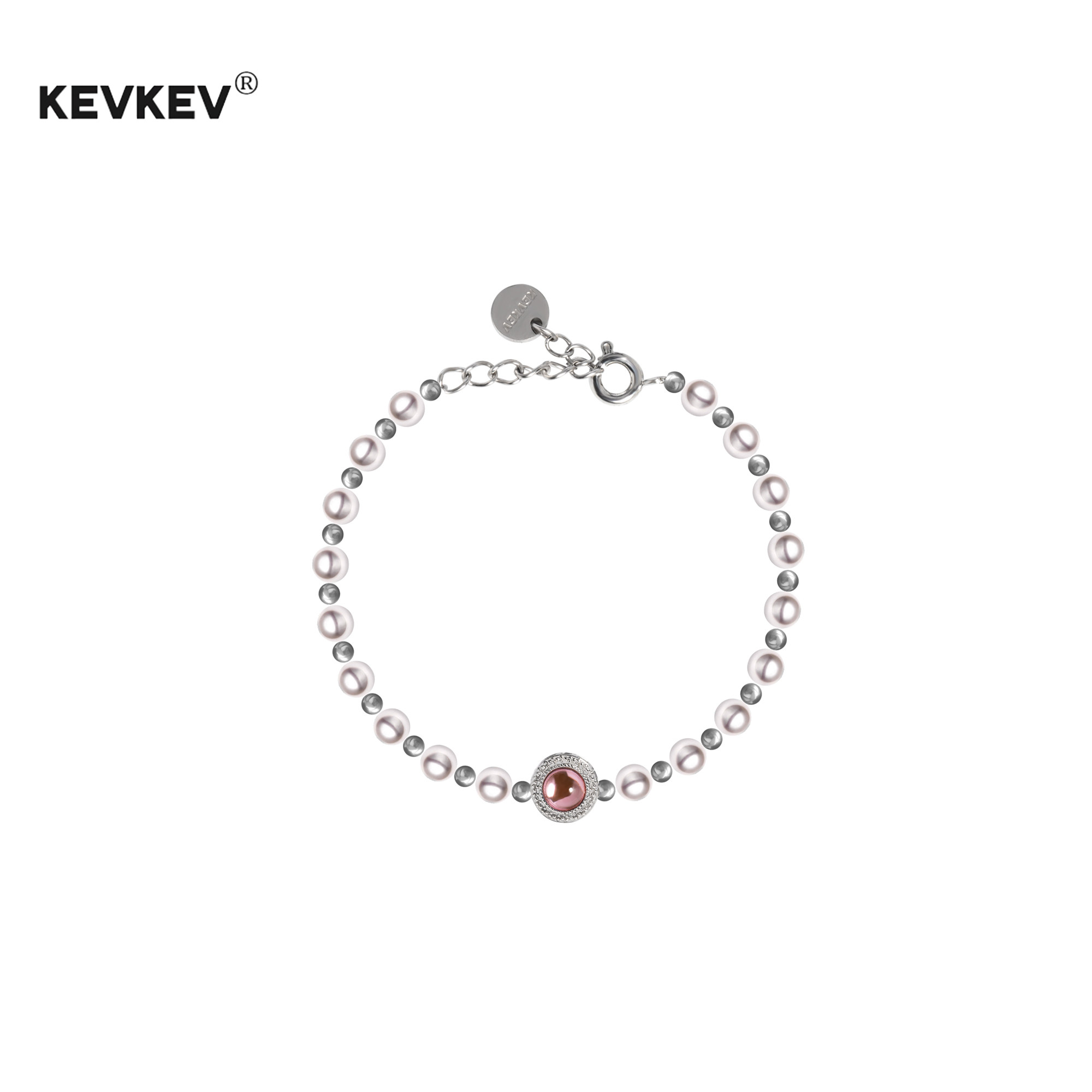 kevkev樱花粉宝石珍珠手链女轻奢小众精致复古手串高级