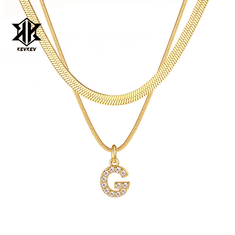 白百何同款字母项链女叠戴锁骨链