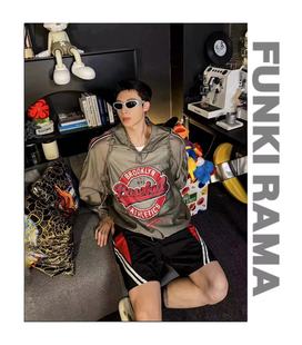 印花休闲宽松运动个性 获衣局 复古设计感织带美式 衫 设计 球衣长袖