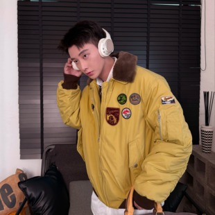 复古刺绣徽章毛领小标设计感高街酷帅 外套美式 获衣局 巴恩风工装