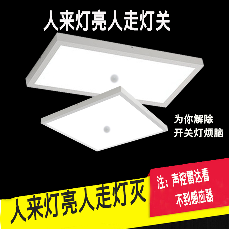 LED吸顶灯面板感应灯人体声控雷达玄关过道走廊楼梯正长方形明装