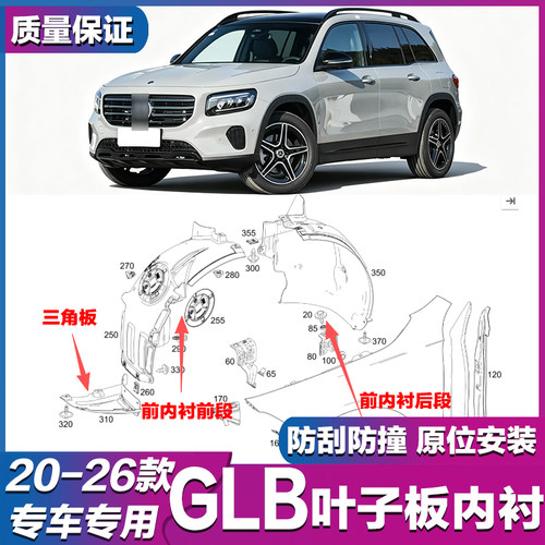 奔驰GLB适用前轮挡泥板内衬