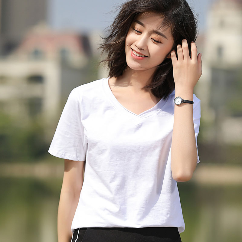 限7000张券奥戴尔竹节棉短袖女2019新款t恤