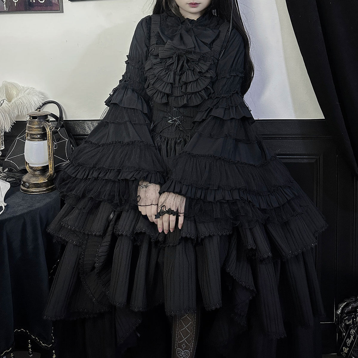 全款预约 夜宴回廊 哥特lolita黑色超大姬袖华丽衬衫内搭,模玩/动漫/周边/娃圈三坑/桌游,lolita洛丽塔/软妹装/洋装,淘宝优惠券,粉丝福利购,淘宝优惠卷