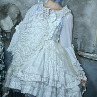 库库上花边 超大袖子的华丽姬袖百搭衬衫白色黑色长袖lolita