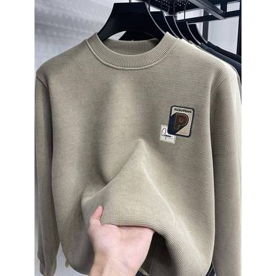 卫衣男秋冬季新款加绒加厚保暖毛衣中青年男士潮流圆领套头打底衫