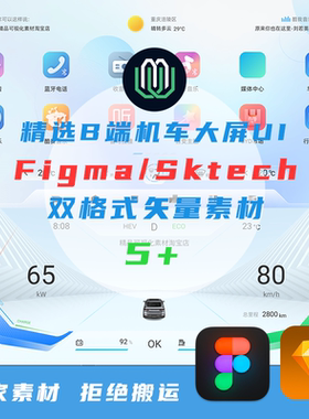 B端蓝白色HMI设计车载大屏Carplay中控大屏UI素材sketch/Figma