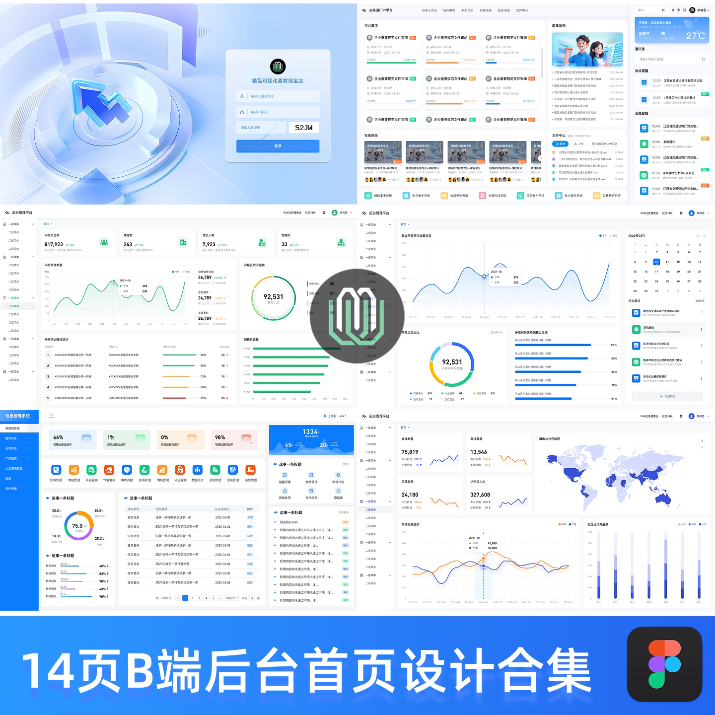 大厂B端后台UI首页设计首分层素材可编辑figma分层源文件14页面图片
