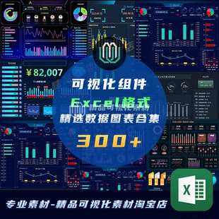 大屏素材可视化Excel图表模板可视化图表组件表格大屏素材300+