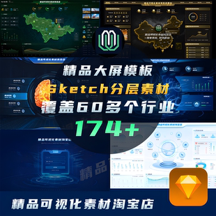 174款UI大屏可视化深色科技数据大屏高端驾驶舱sketch可编辑素材