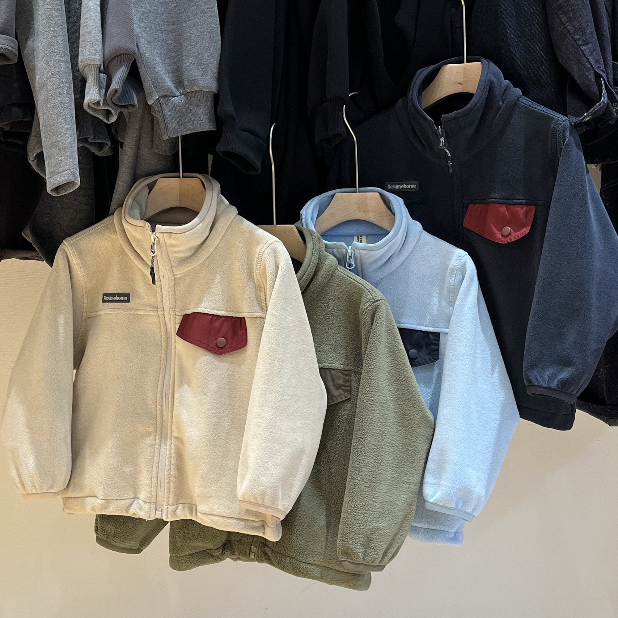 超柔软摇粒绒外套儿童超舒服立领