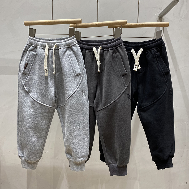 简历家运动裤系带刺绣儿童卫裤