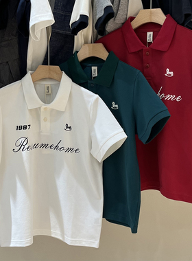 RESUMEHOME简历童装夏装新男童白色polo衫儿童短袖翻领POLO衫T恤