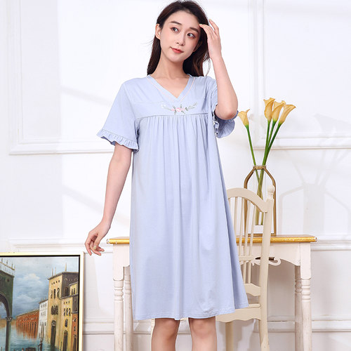 竹纤维棉夏甜美中国风小刺绣