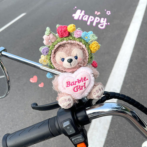 可爱美美电动车自行车装饰配件卡通摩托车后视镜摆件玩偶公仔挂件