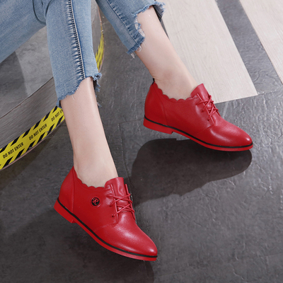 舒适风春秋季内增高红色休闲鞋