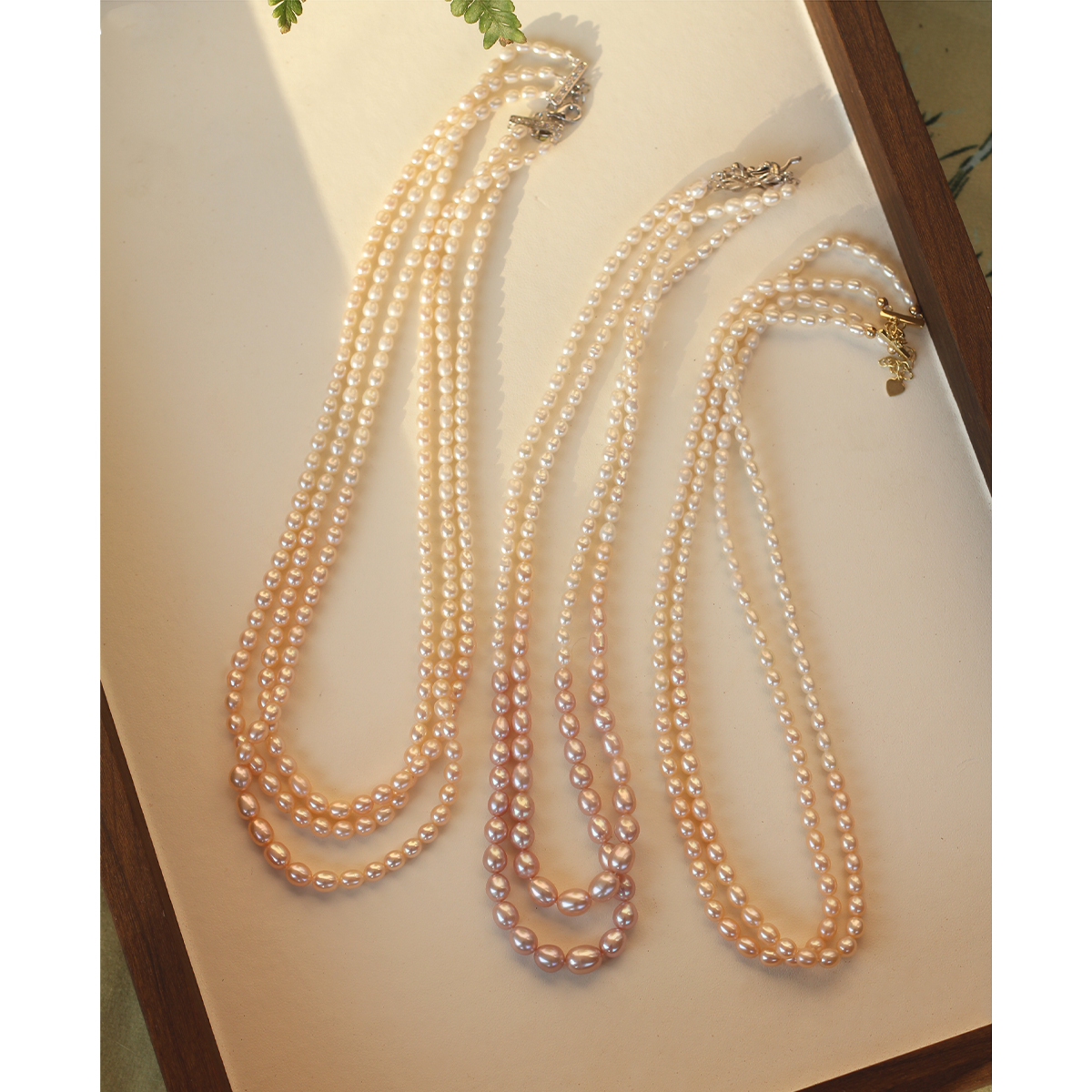 天然淡水鸢尾紫色渐变珍珠项链双排塔链复古多层3-7mm