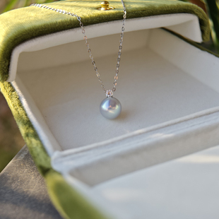 戴妃款 18k金经典 10mm 天花板级别海水akoya真多麻珍珠吊坠爆大9