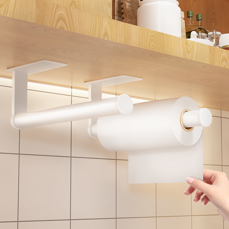 厨房纸巾架子免打孔壁挂式保鲜膜置物架抹布挂杆橱柜卷纸收纳挂架