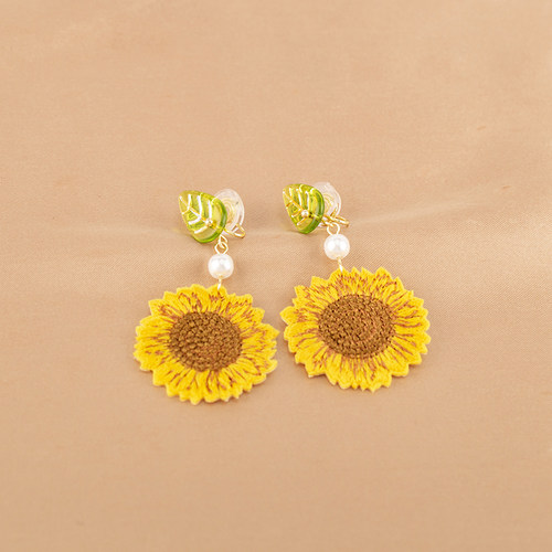 小清新树叶森系向日葵蚊香盘耳夹